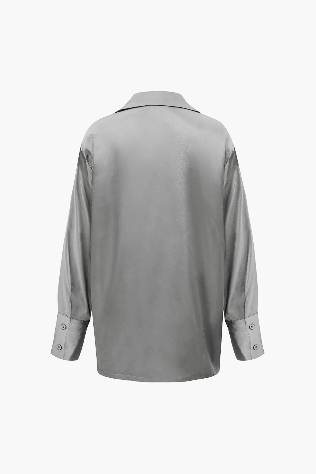 Satin Button-Up Long-Sleeve Shirt and Pants Ensemble