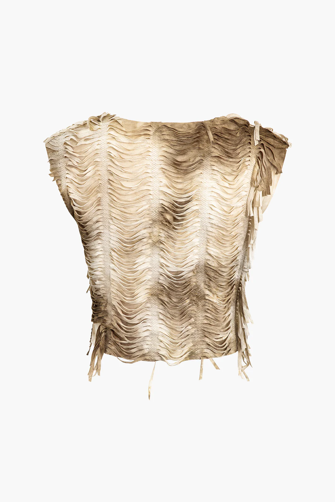 Distressed V-neck Cap Sleeve Crop Top and Slit Maxi Skirt Outfit Set