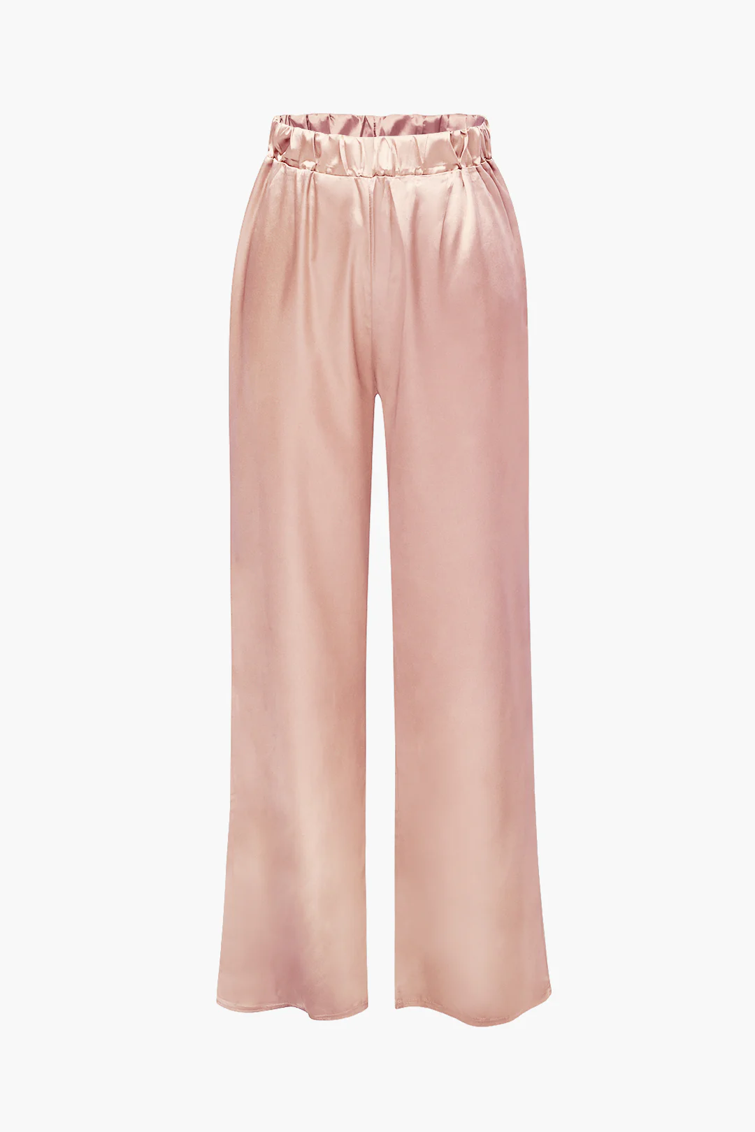 Satin Button-Up Long-Sleeve Shirt and Pants Ensemble