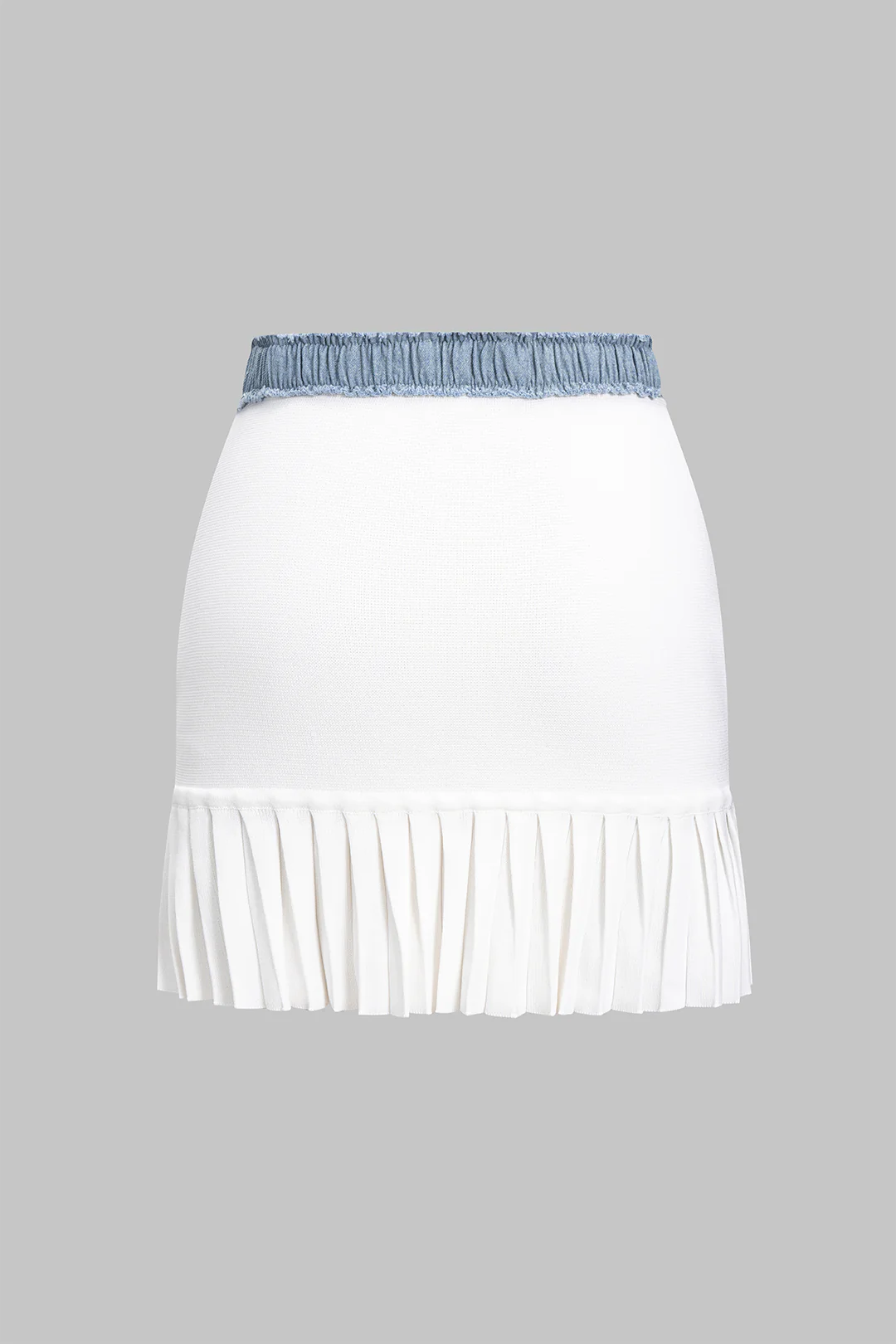 Knit Textured Pleated Button Patchwork Skirt