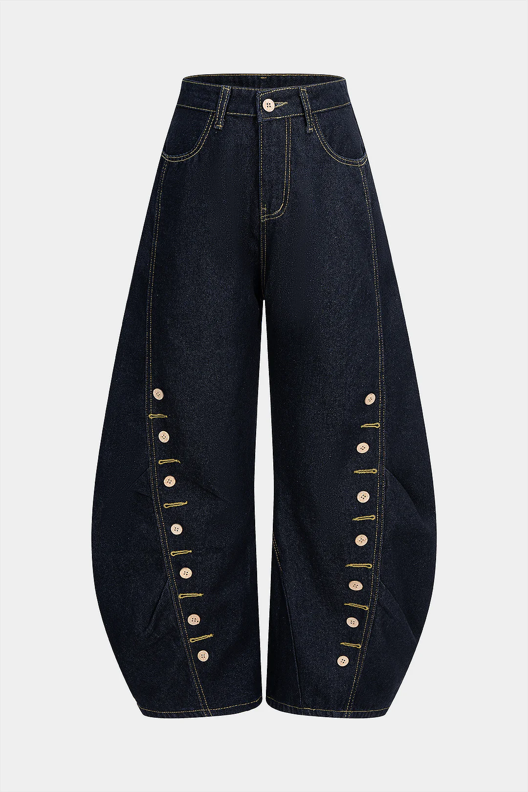 Denim Button Barrel Jeans