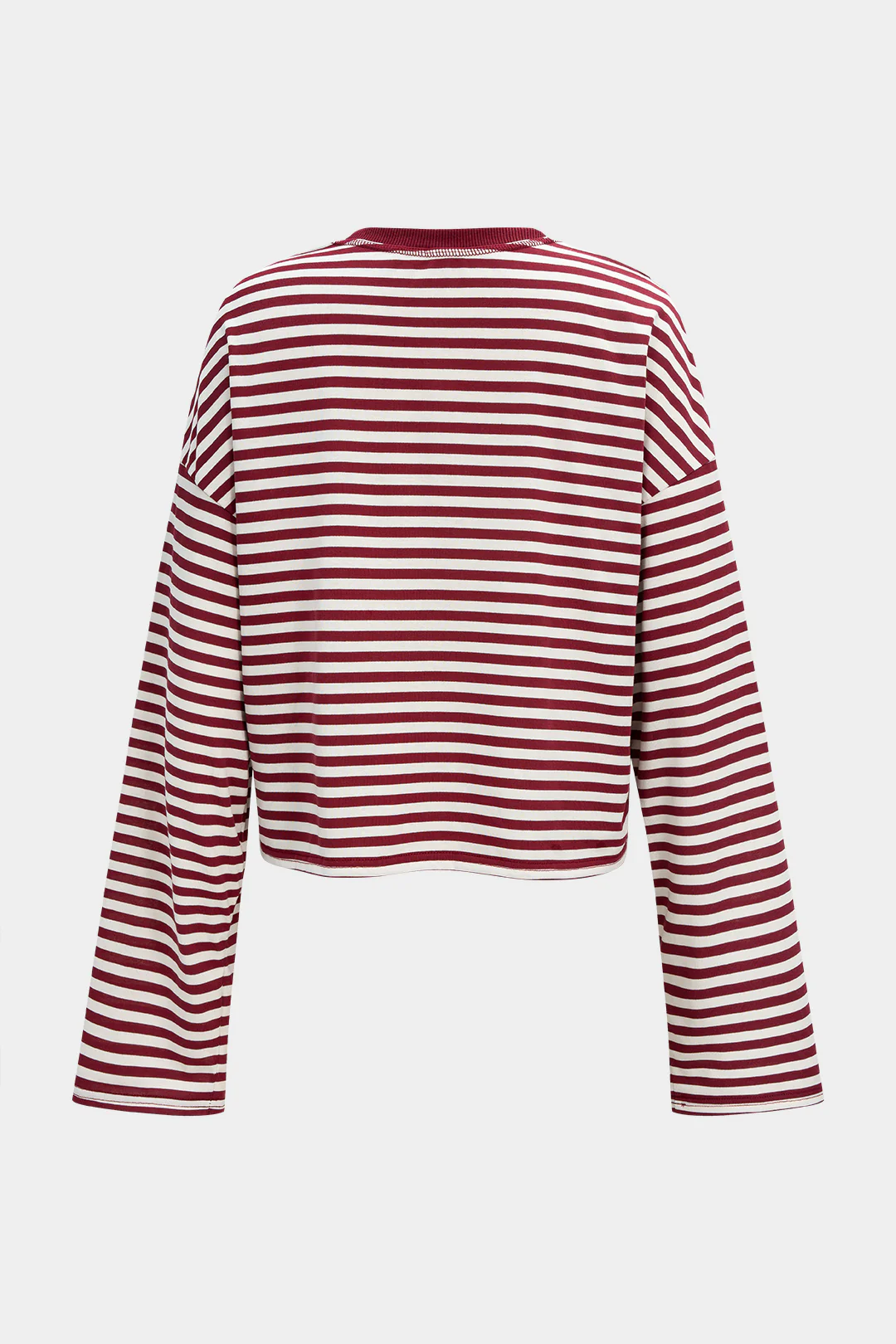 Contrast Striped Print Round Neck Long Sleeve Top