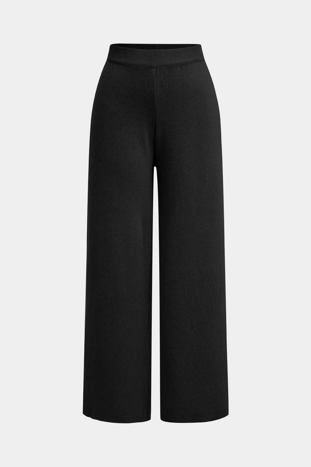 Button-Design Knit Cardigan and Wide-Leg Pants Set