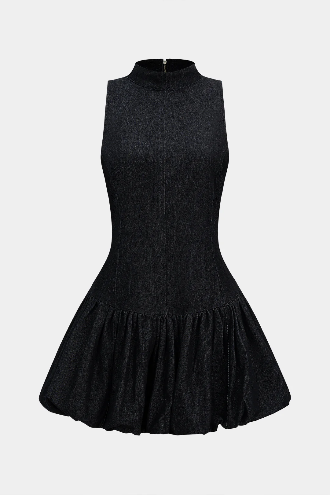 Denim Ruched Sleeveless Mini Dress