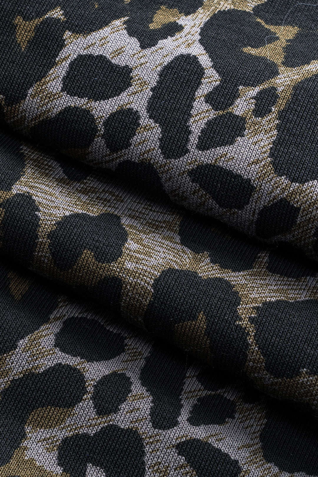 Leopard Print Denim Patchwork Button Pocket Wide-Leg Jeans