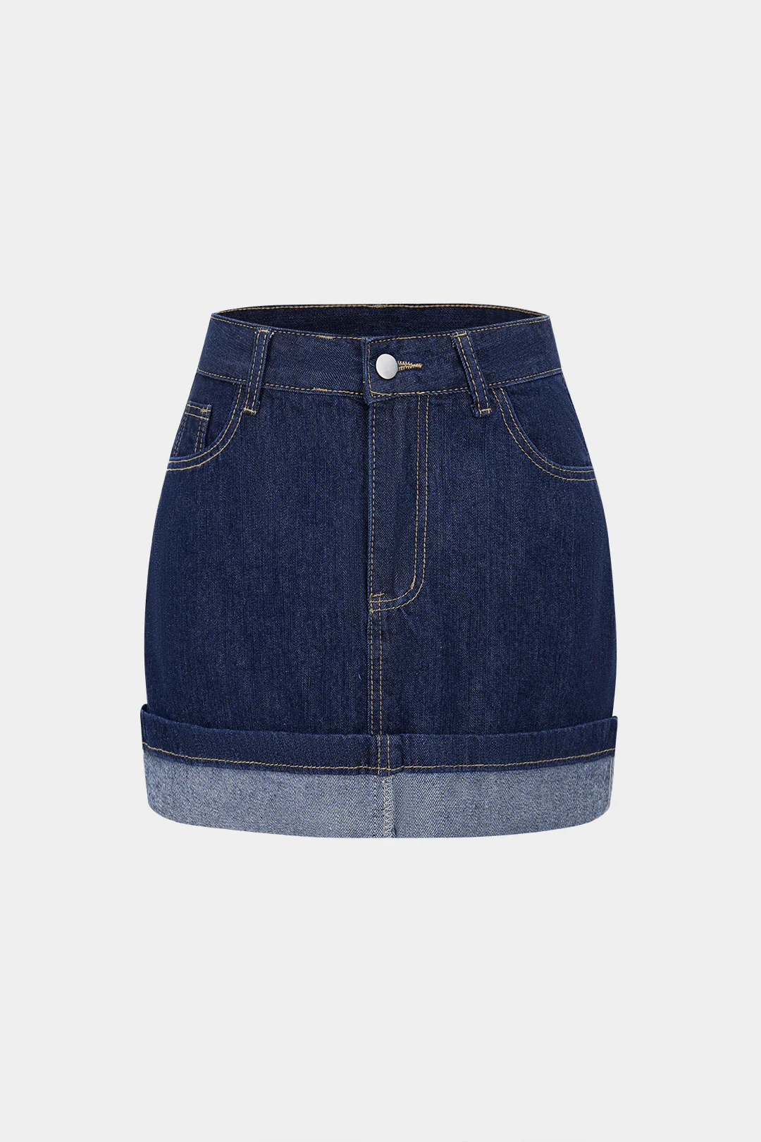 Denim Cuffed Mini Skirt