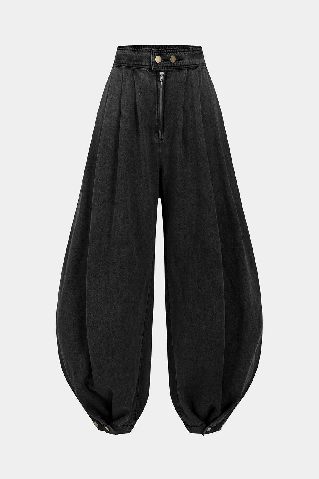 Denim High Waist Zipper Barrel Balloon Jeans