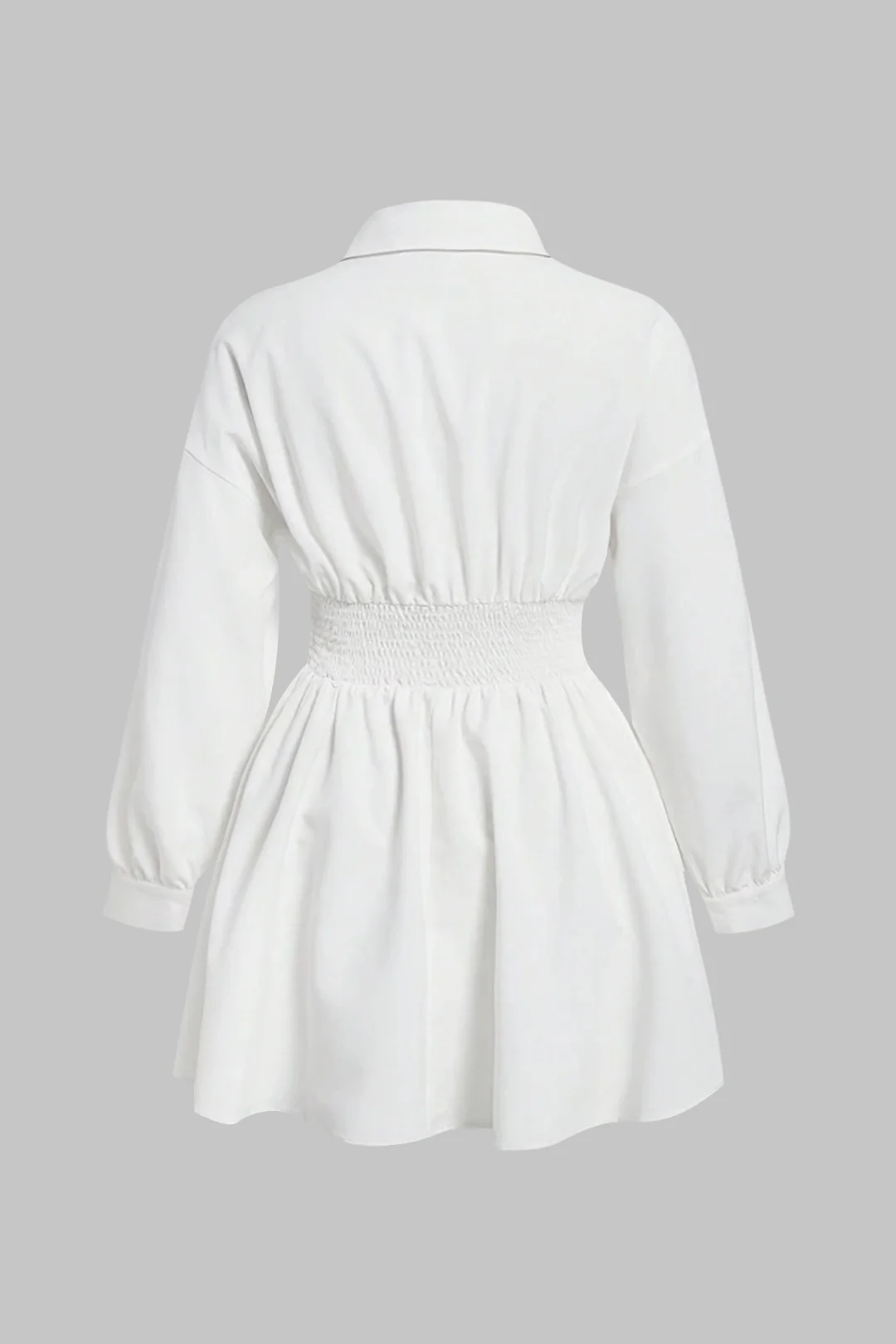 Plus Size Button Ruched Long-Sleeve Dress