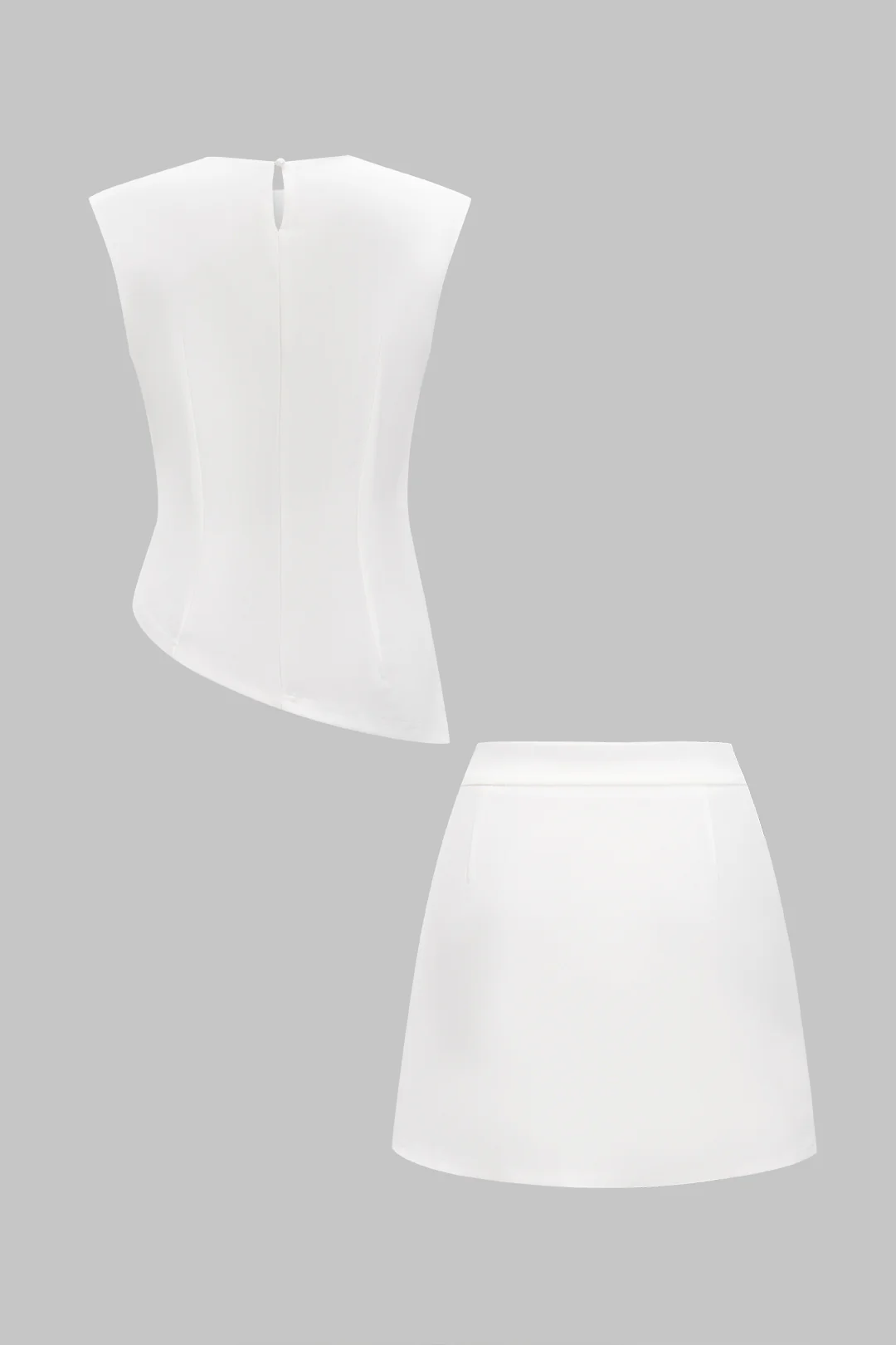 Metallic Decor  Asymmetrical Tank Top And Skirt Set