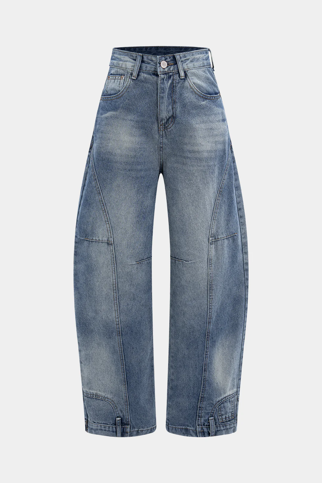 Denim Washed Wide Leg Jeans