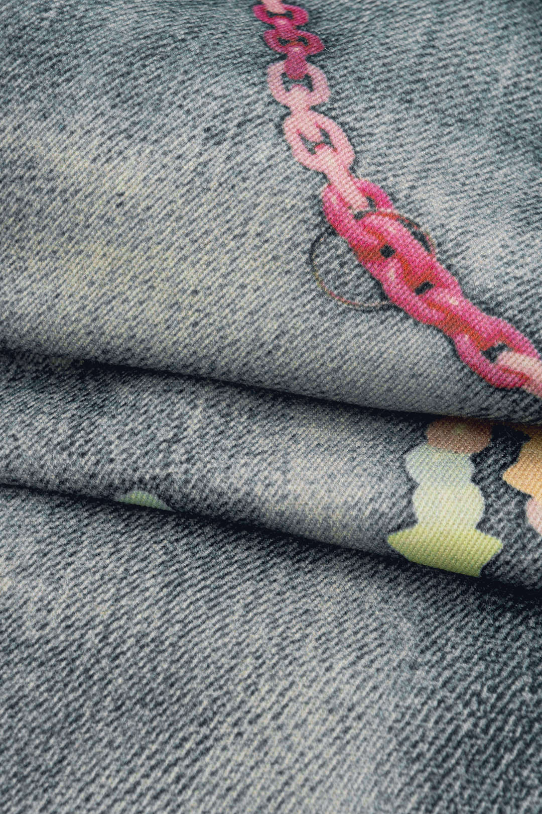 Plus Size Chain Print Denim Wide Leg Shorts