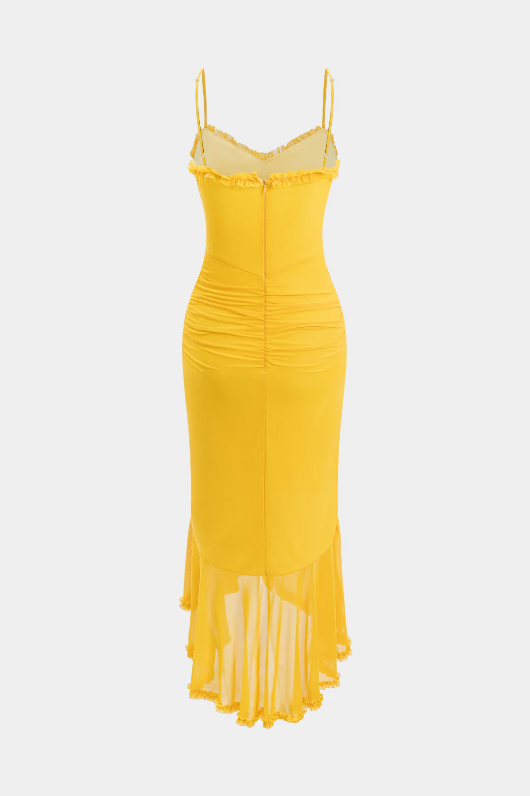 Mesh Slip Ruffled Maxi Dress