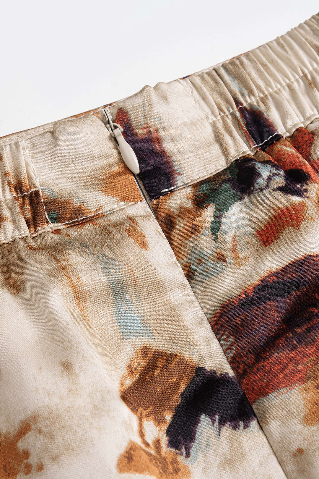 High Waist Satin Print Retro Skirt