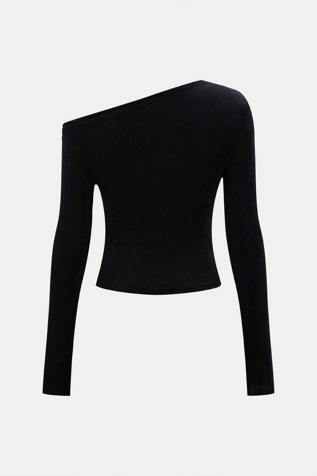 Metallic Decor Asymmetrical Neck Long-Sleeve Top