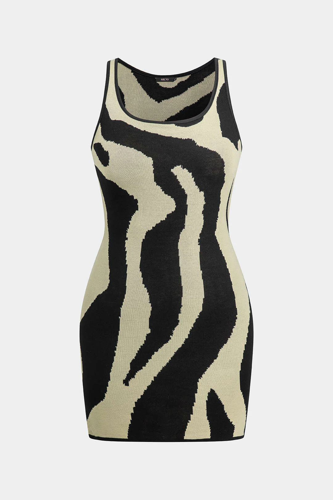Plus Size Zebra Print Sleeveless Knit Mini Dress