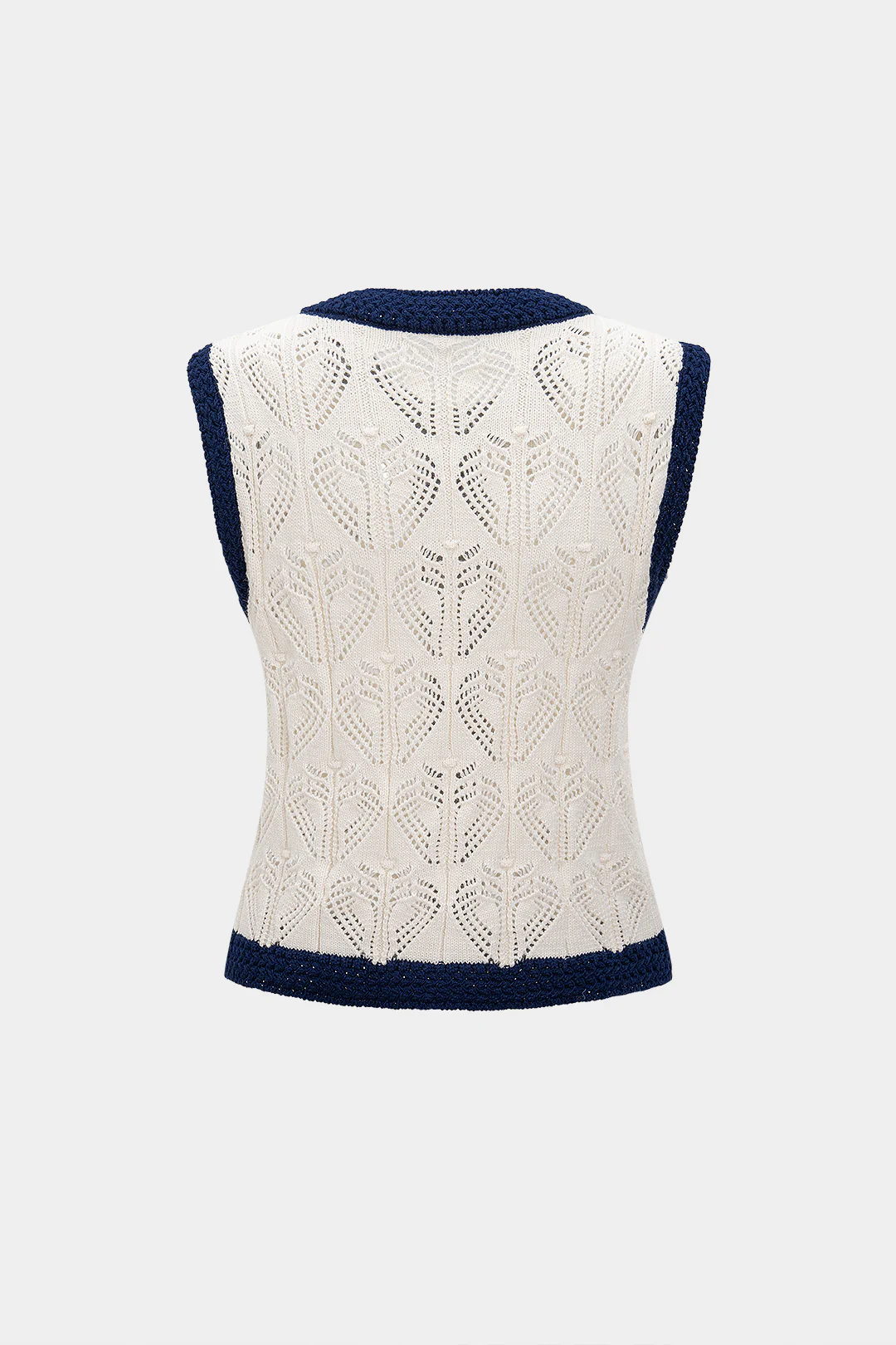 Knit Contrast Cut Out Button Sleeveless Vest