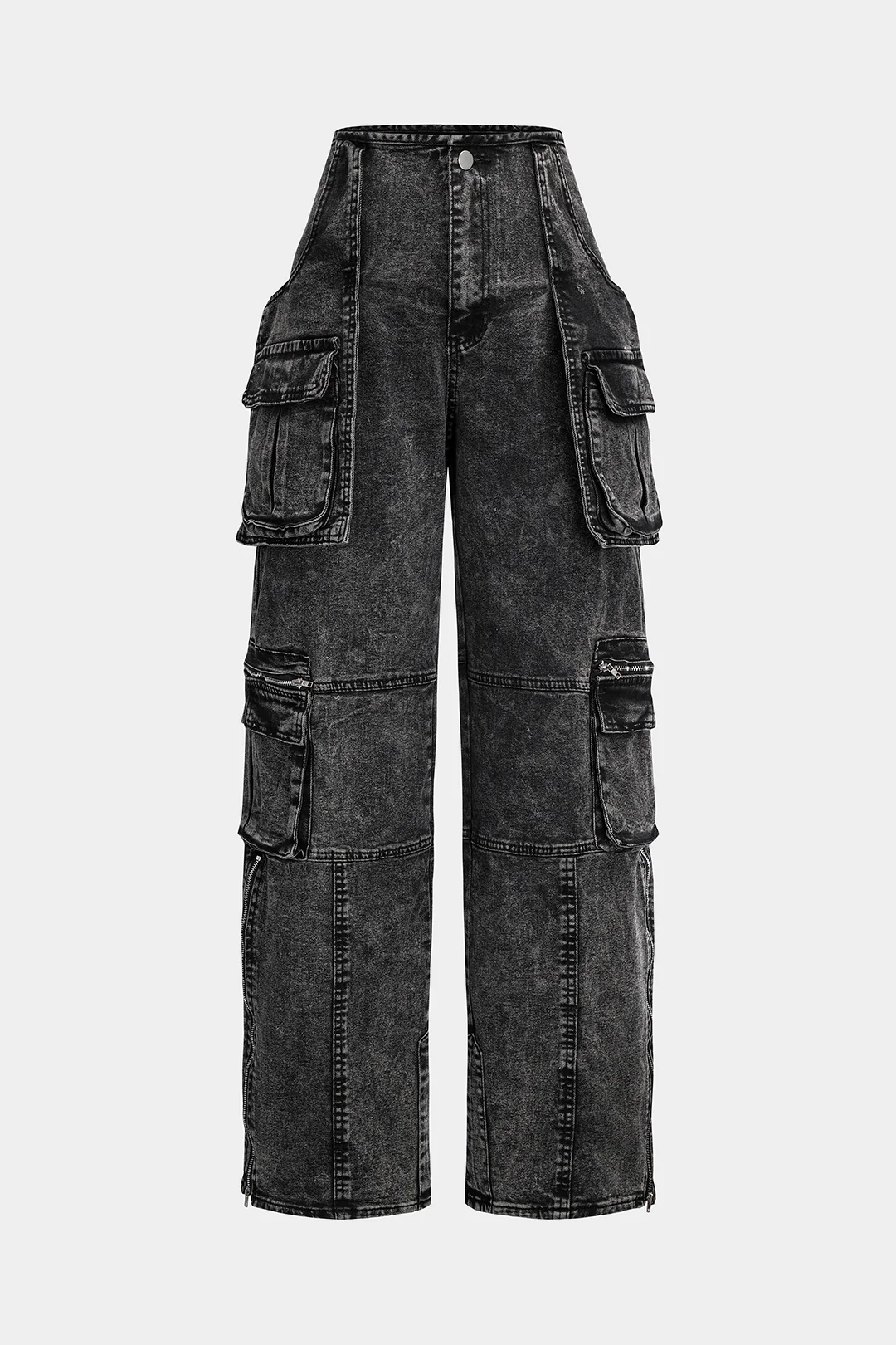 Zipper Flap Pocket Denim Jeans