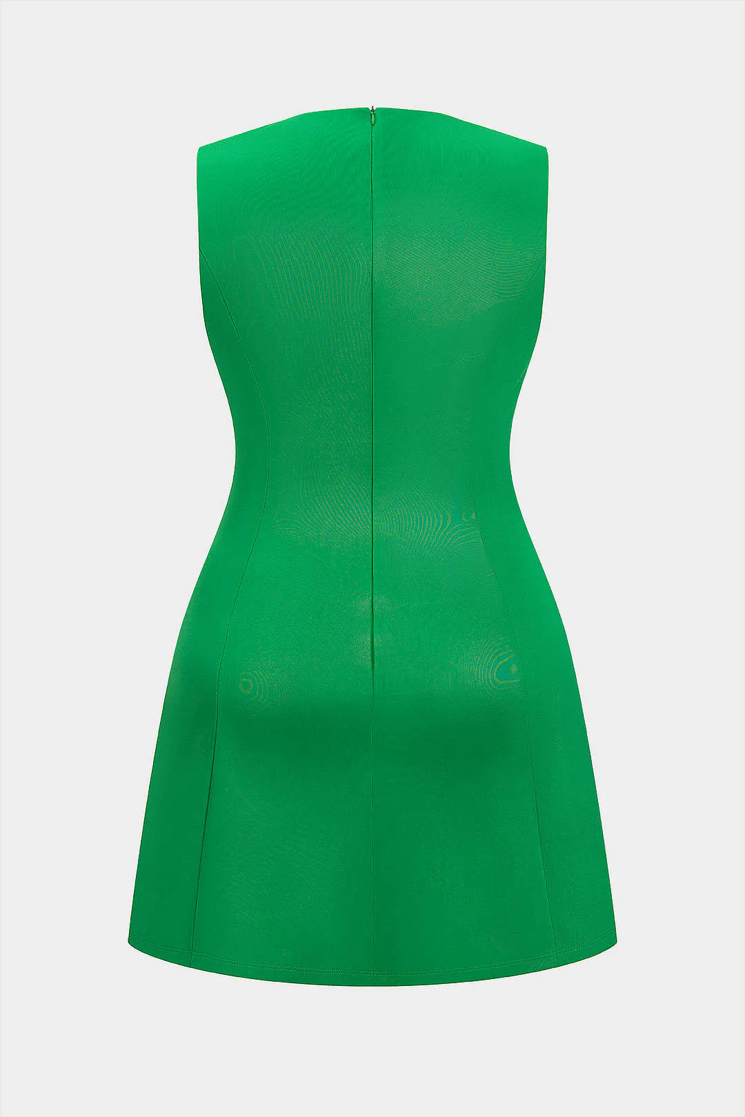 Plus Size Metallic Button and Zipper Detail Slit Sleeveless Mini Dress