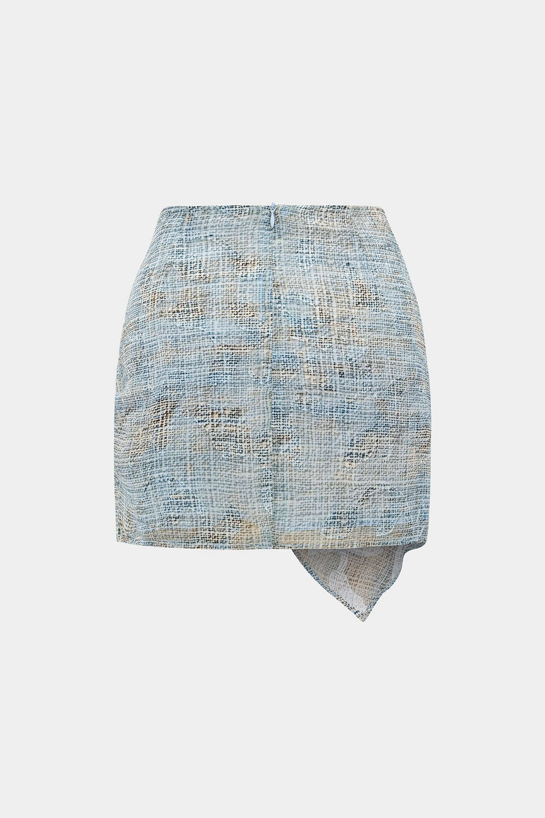 Abstract Pattern Chiffon Zipper Metallic Shell Decor Ruched Skirt