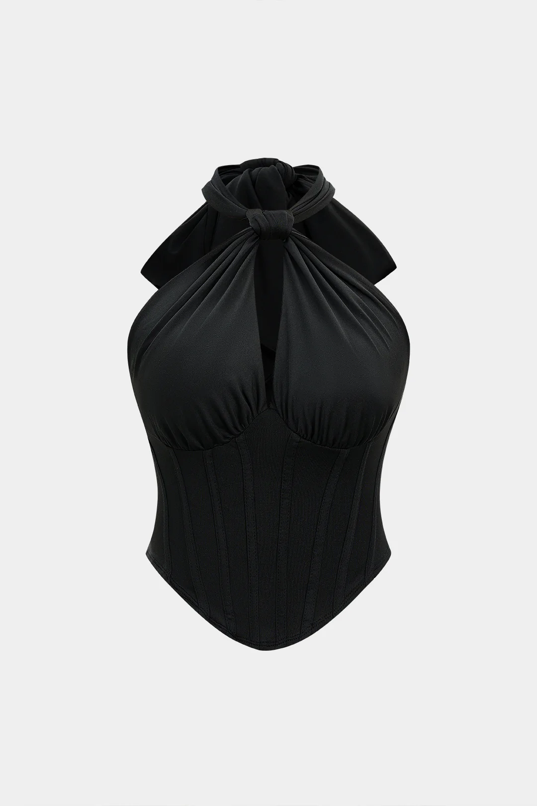 Halter Neck Wrap Tie-Back Corset Cami Top