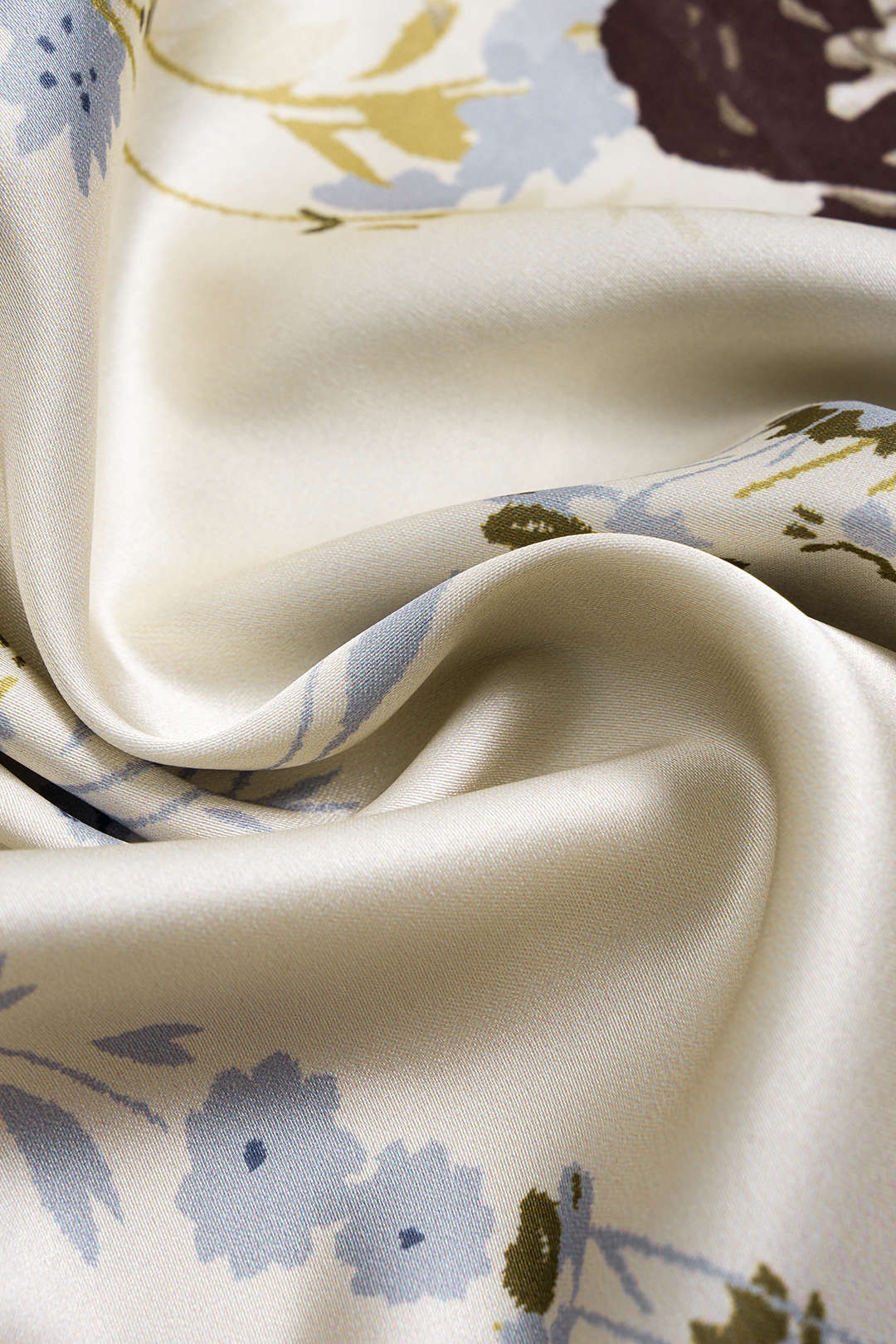 Floral Print Satin Ruched Backless V-Neck Long Sleeve Midi Dress