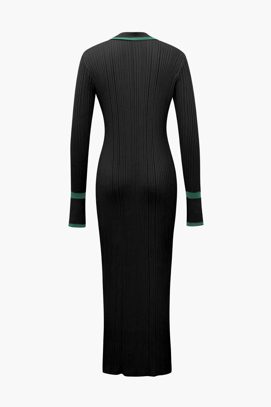 Contrast Trim Button-Down Knit Dress