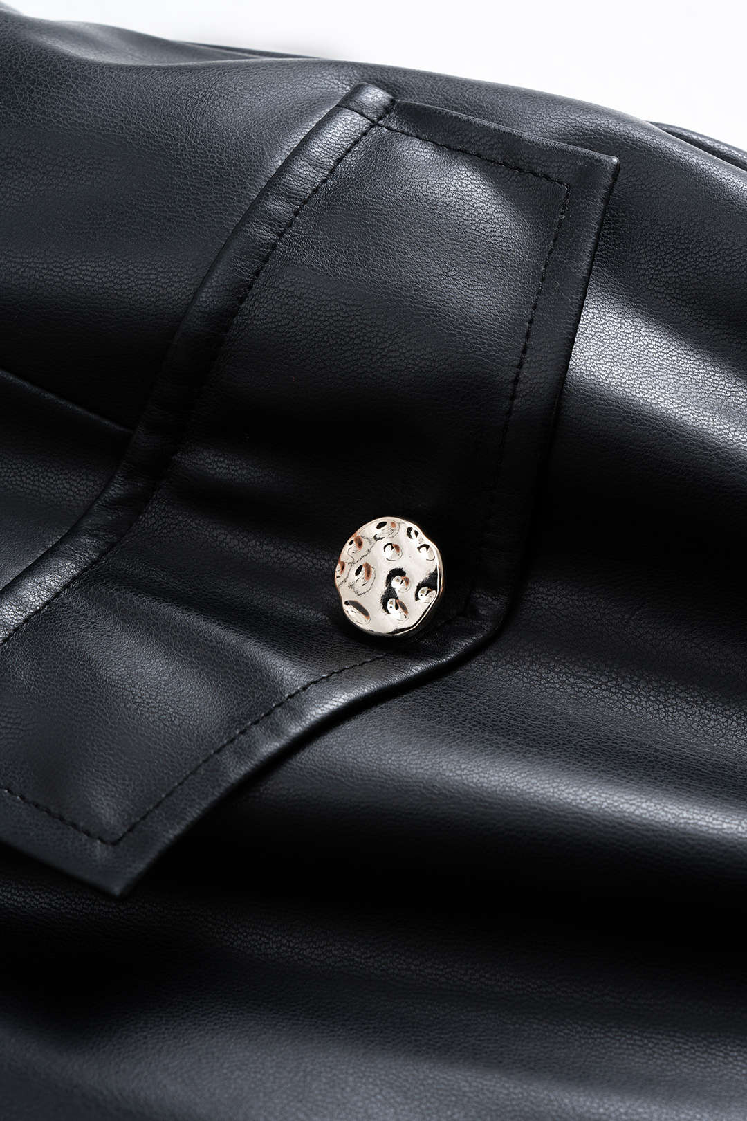 Faux Leather Metallic Button Skirt