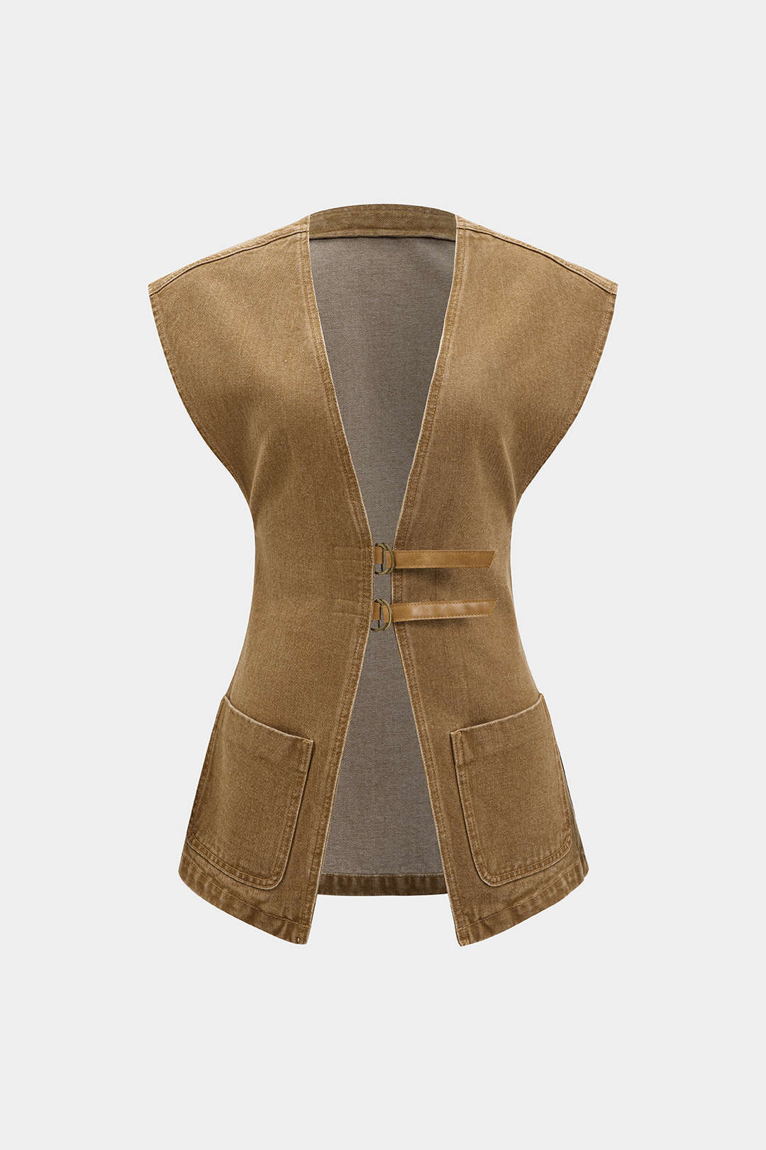 Denim V-Neck Pocket Vest