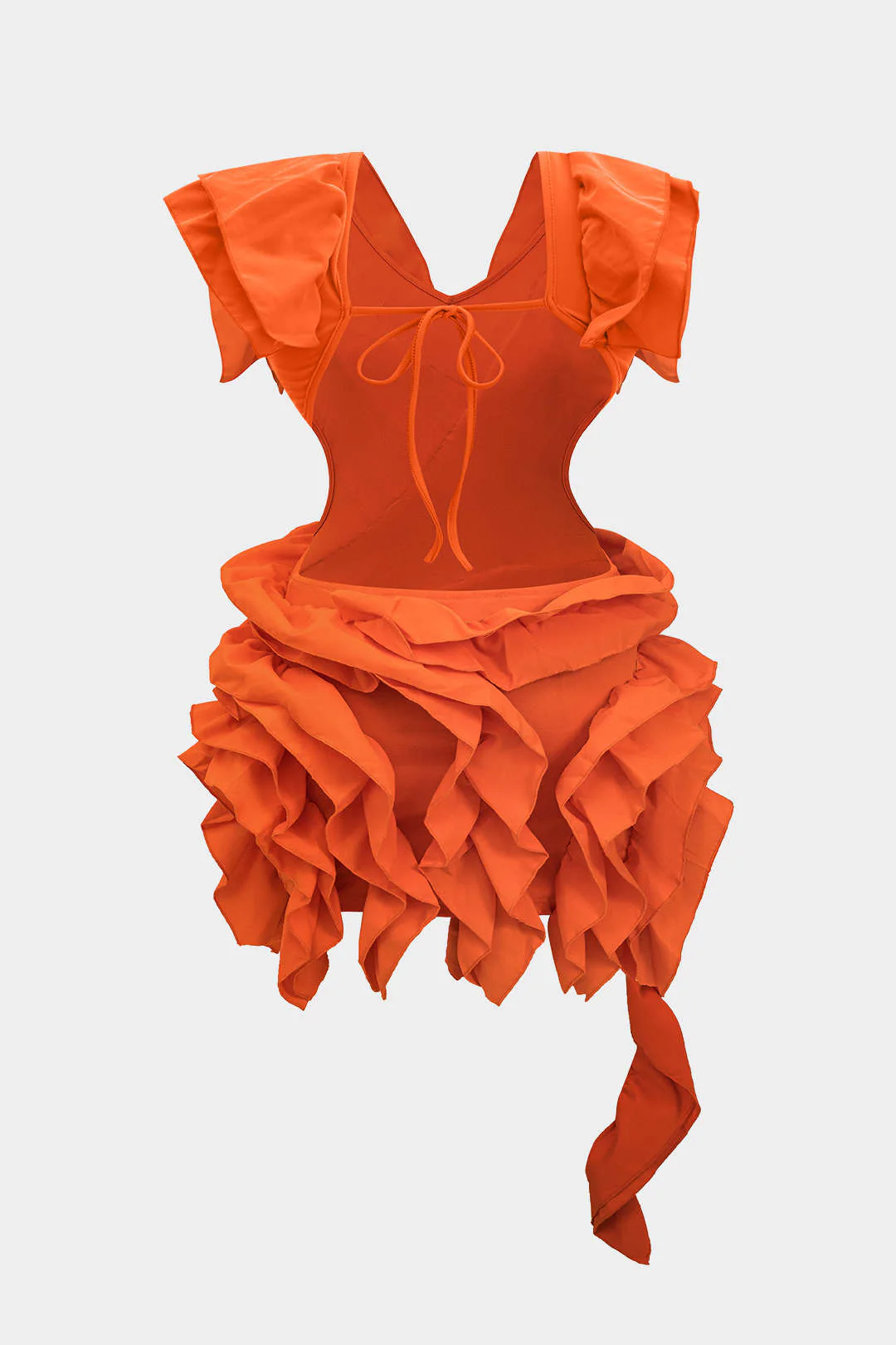 Plus Size Ruffle Backless Cut Out Sleeveless Mini Dress