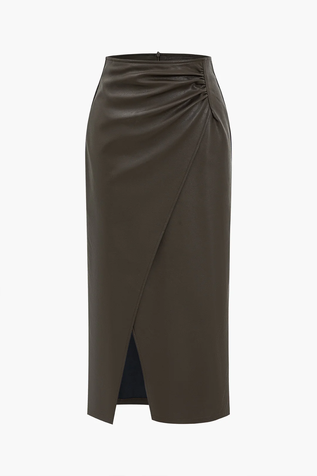 Faux Leather Gathered Skirt