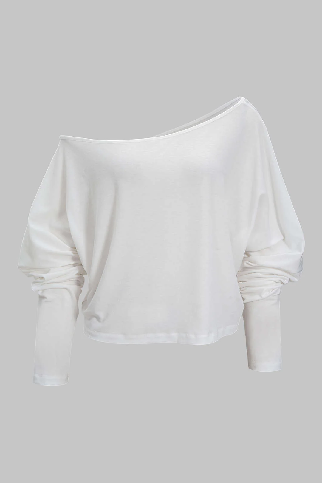 Asymmetrical Neck Long-Sleeved Top