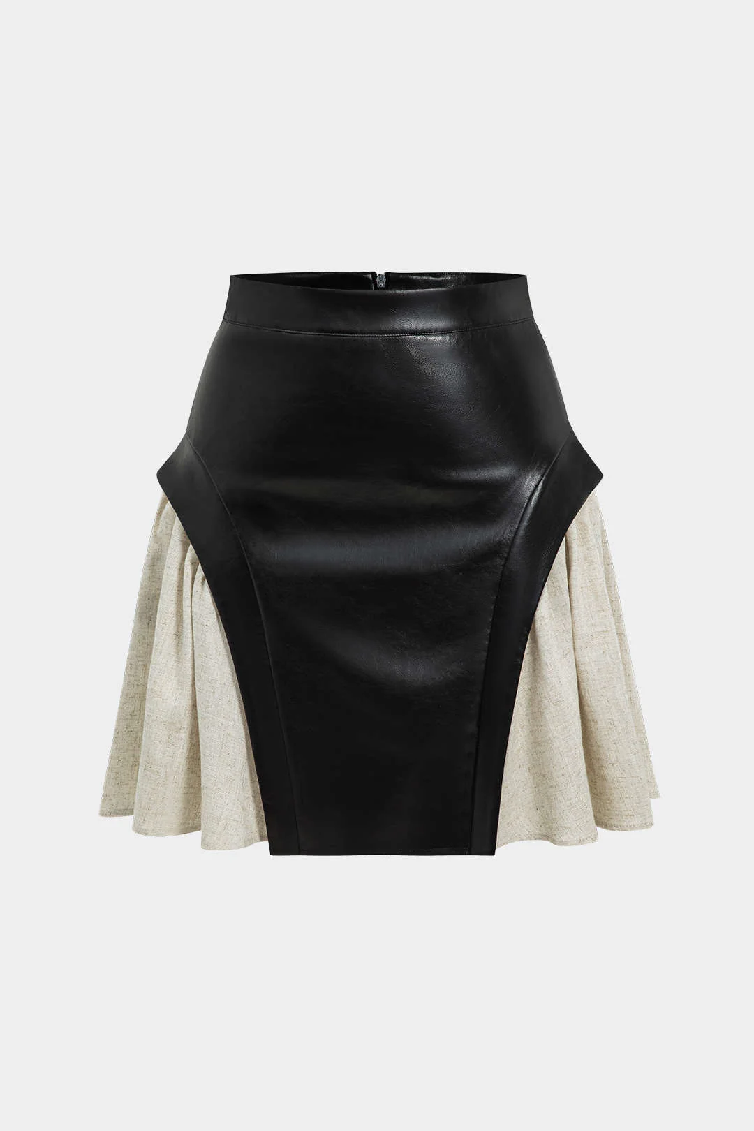 Color Block Patchwork Ruched Zip Skirt