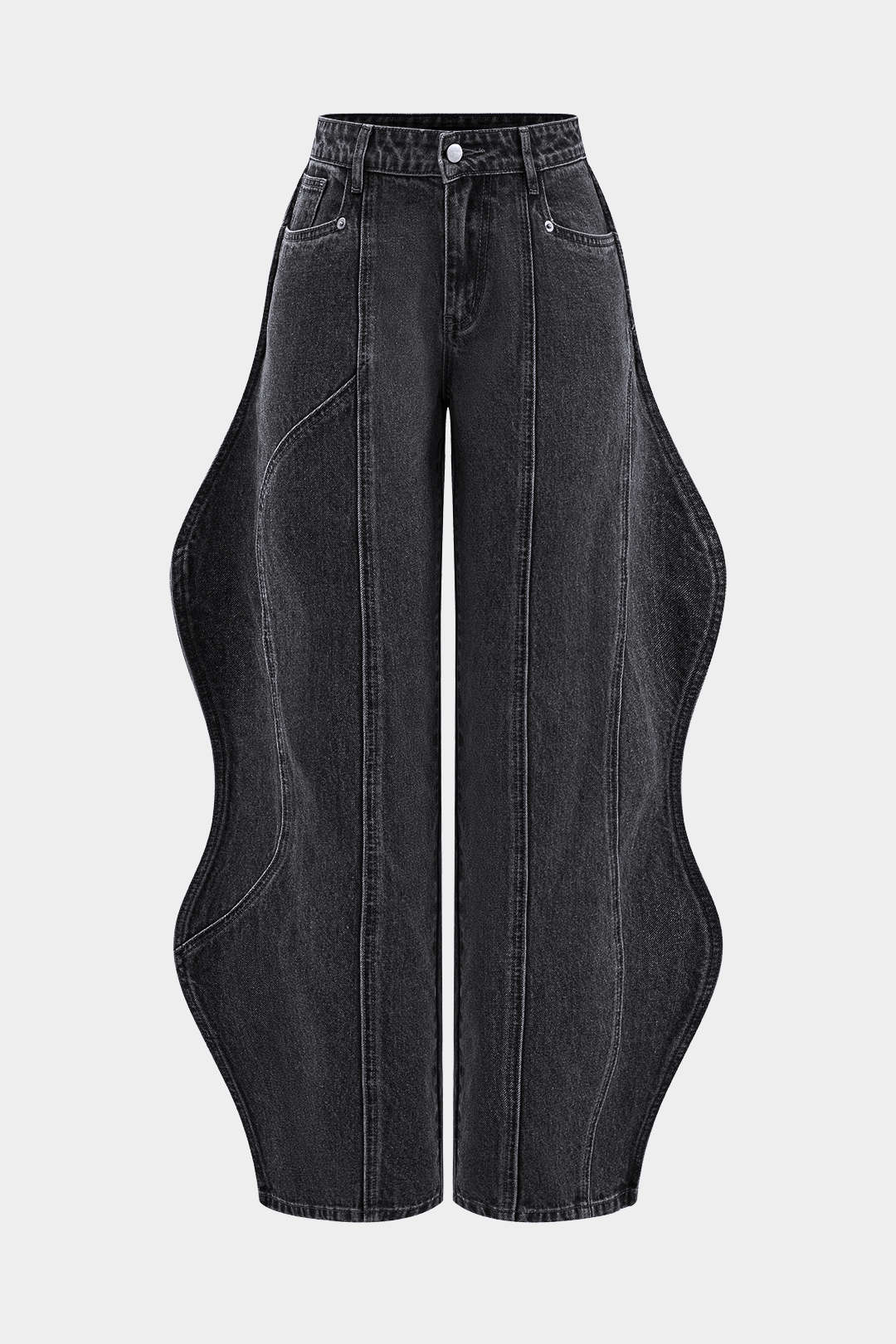 Wave High Waist Barrel Leg Jeans