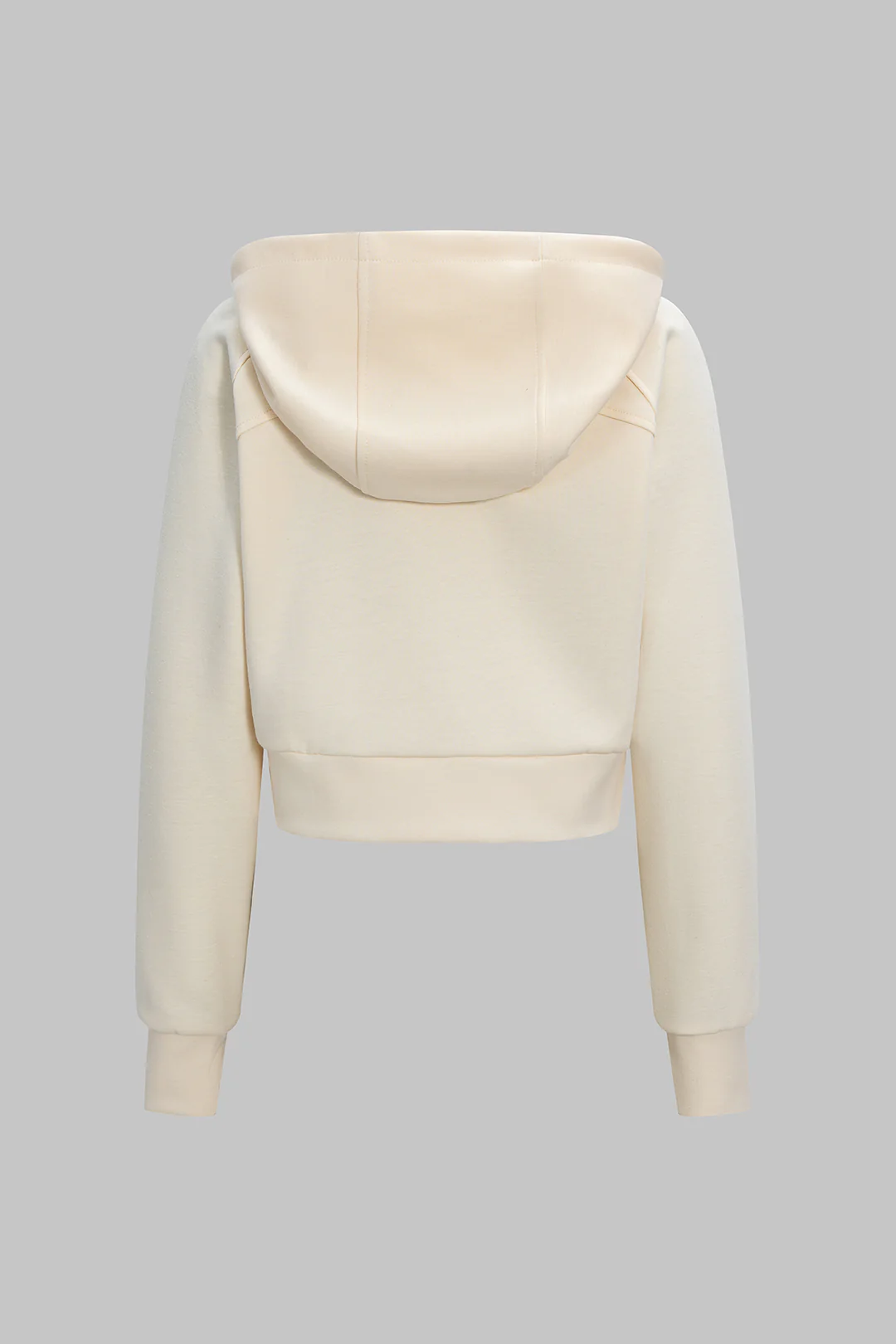 Zipper Long-Sleeve Short Hoodie