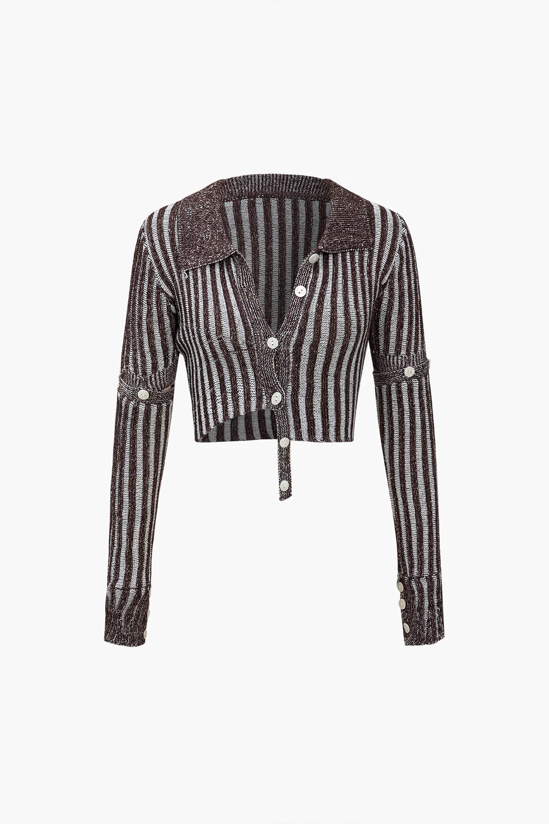 Striped Knit Button-Up Top and Shorts Set