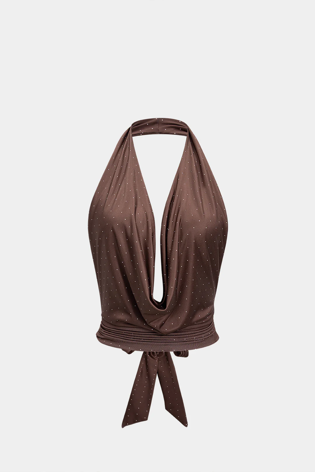 Polka Dots Print Halter Tie-Back Backless Cami Top