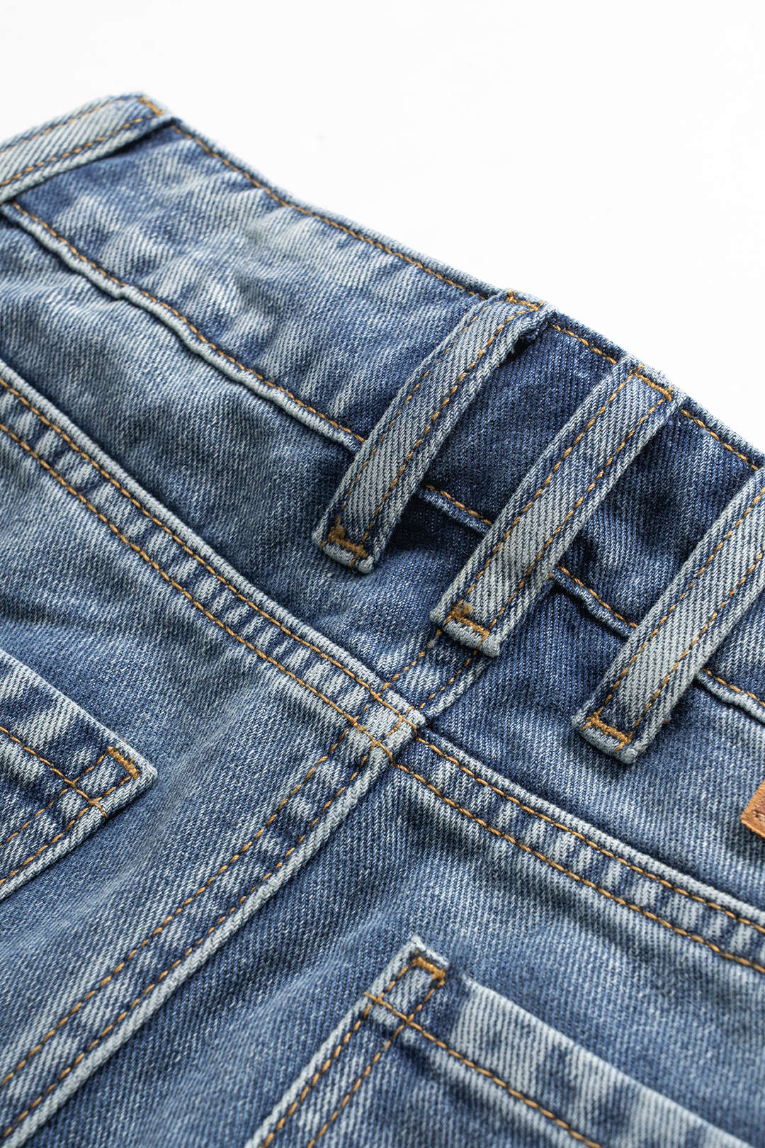 Plus Size Washed Denim Skirt with Cuffed Pockets