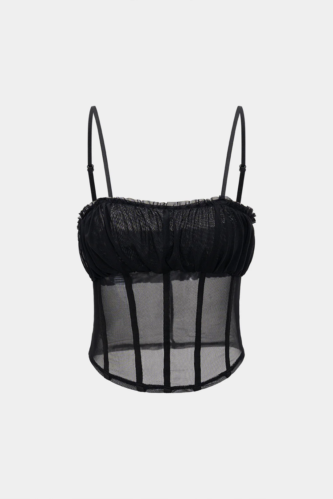 Mesh Patchwork Corset Slip Camisole Top