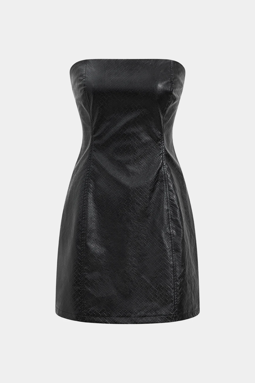 Faux Leather Strapless Sleeveless Mini Dress