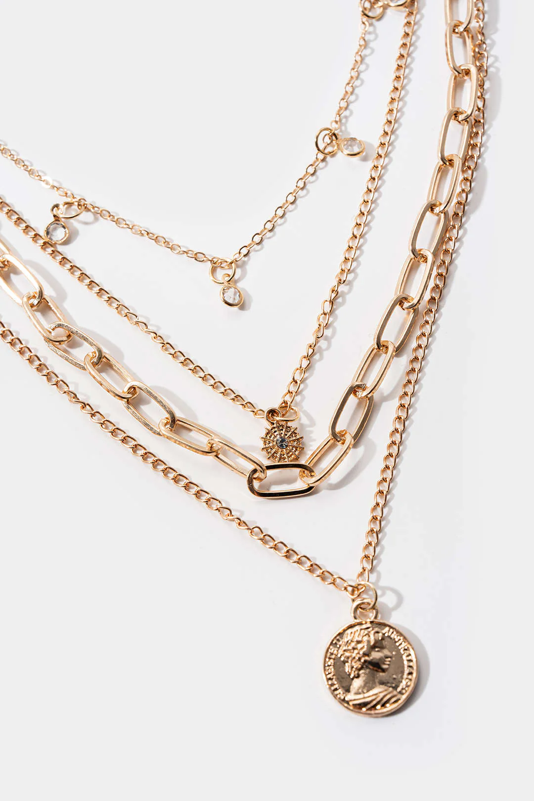 Multi-Layer Chain Coin Pendant Jewelry Necklace
