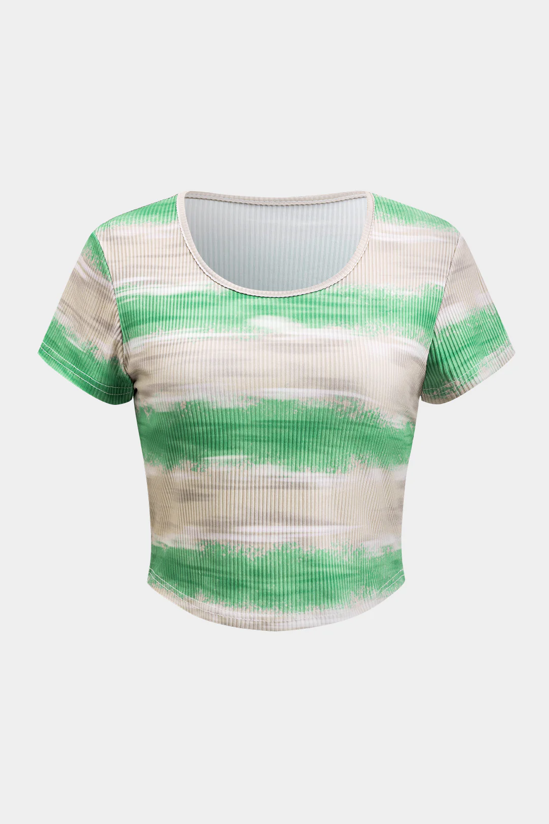 Contrast Textured Short Sleeve Top And Skirt Set