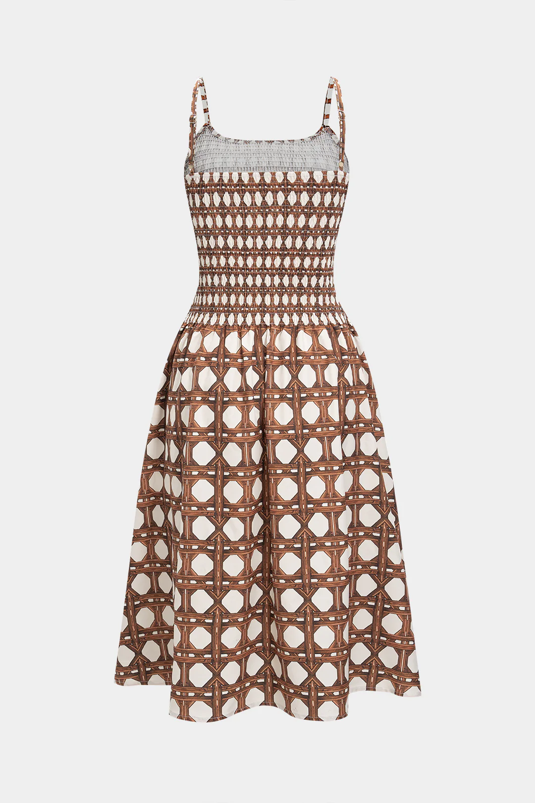 Abstract Geometric Pattern Slip Sleeveless Mid-length Dress