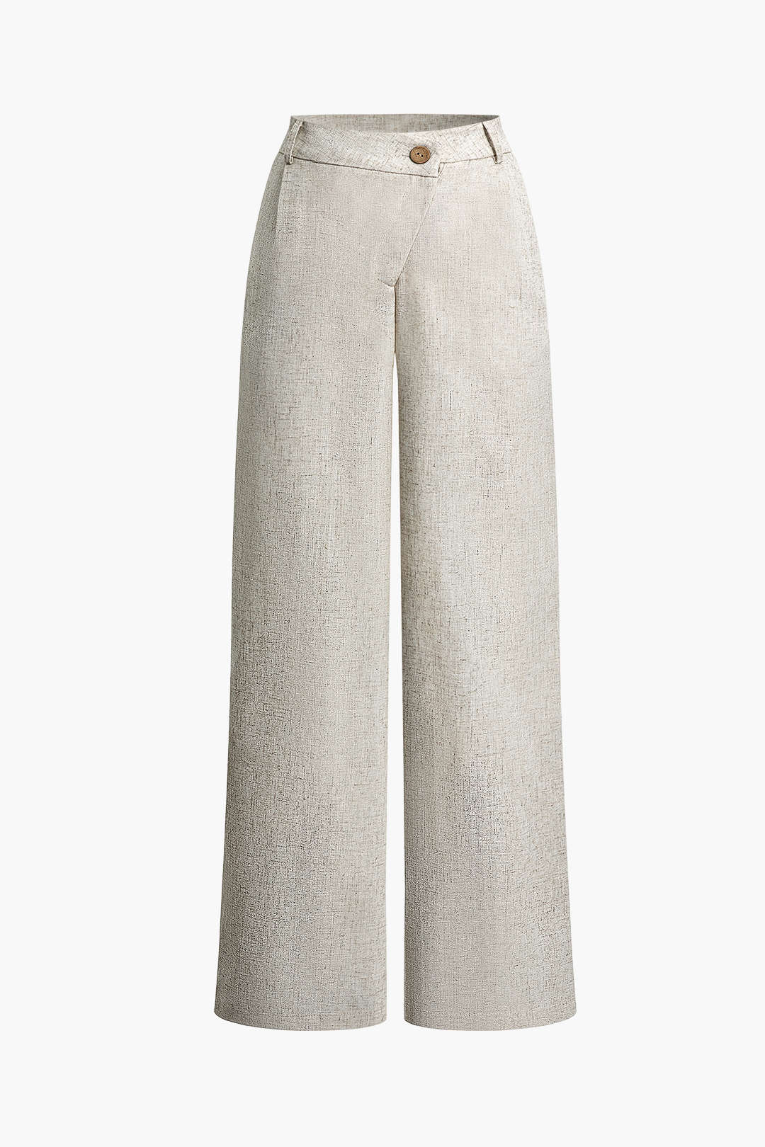 Linen Asymmetric Zipper Straight-Leg Trousers