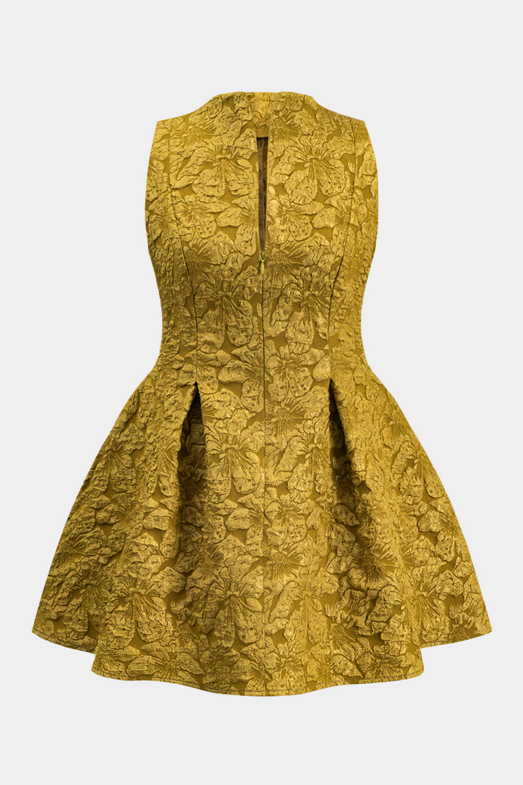 Plus Size Jacquard Ruched Zipper Sleeveless Mini Dress