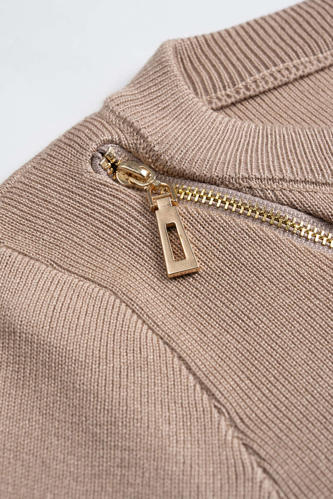 Knit Asymmetric Zipper Long-Sleeve Dress