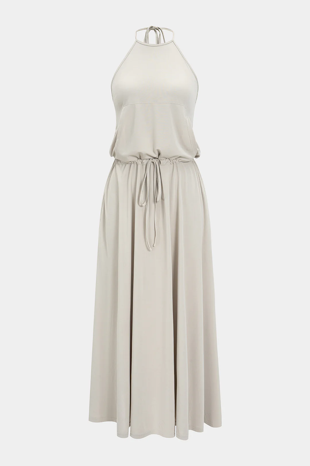 Halter Neck Tie-Up Backless Sleeveless Maxi Dress