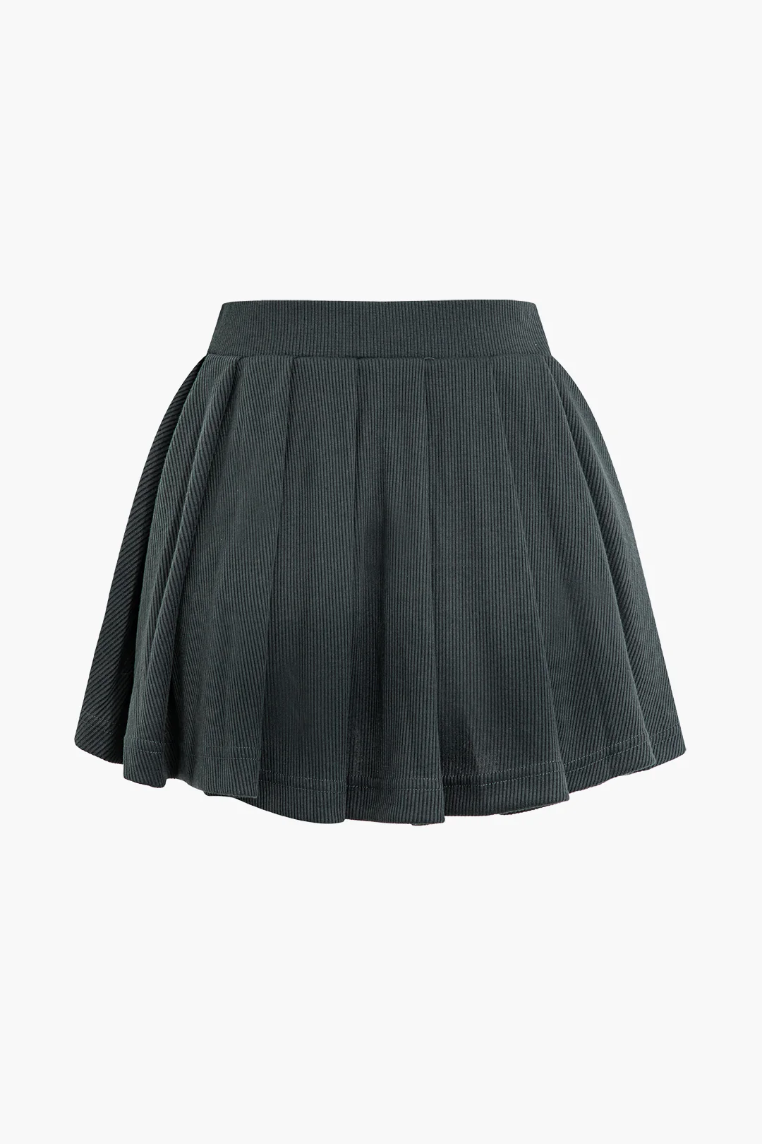 Embroidered Letter Ribbed Stand Collar Zipper Crop Cardigan and Pleated Mini Skirt Set