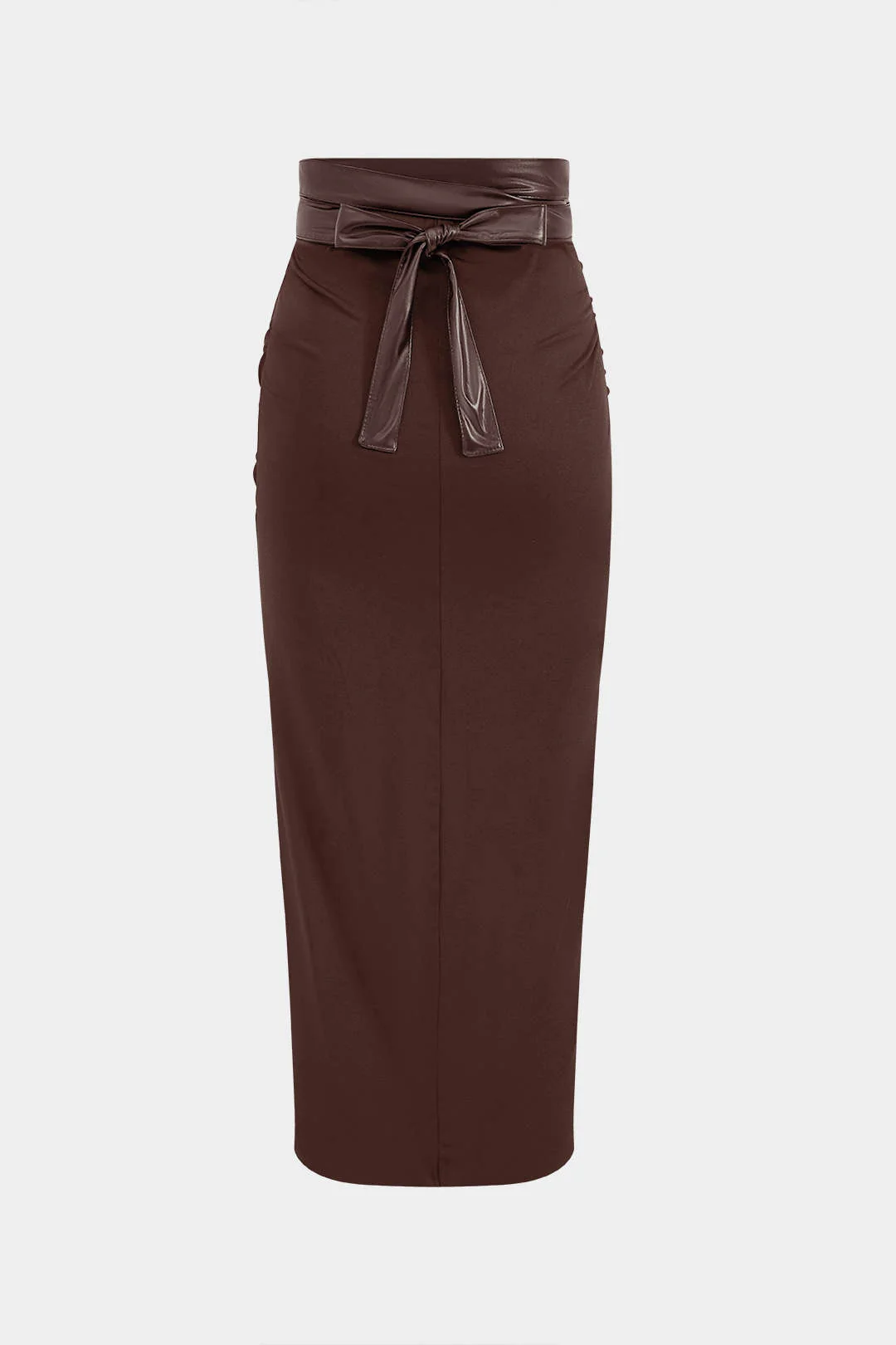 Faux Leather Patchwork Ruffled Skirt