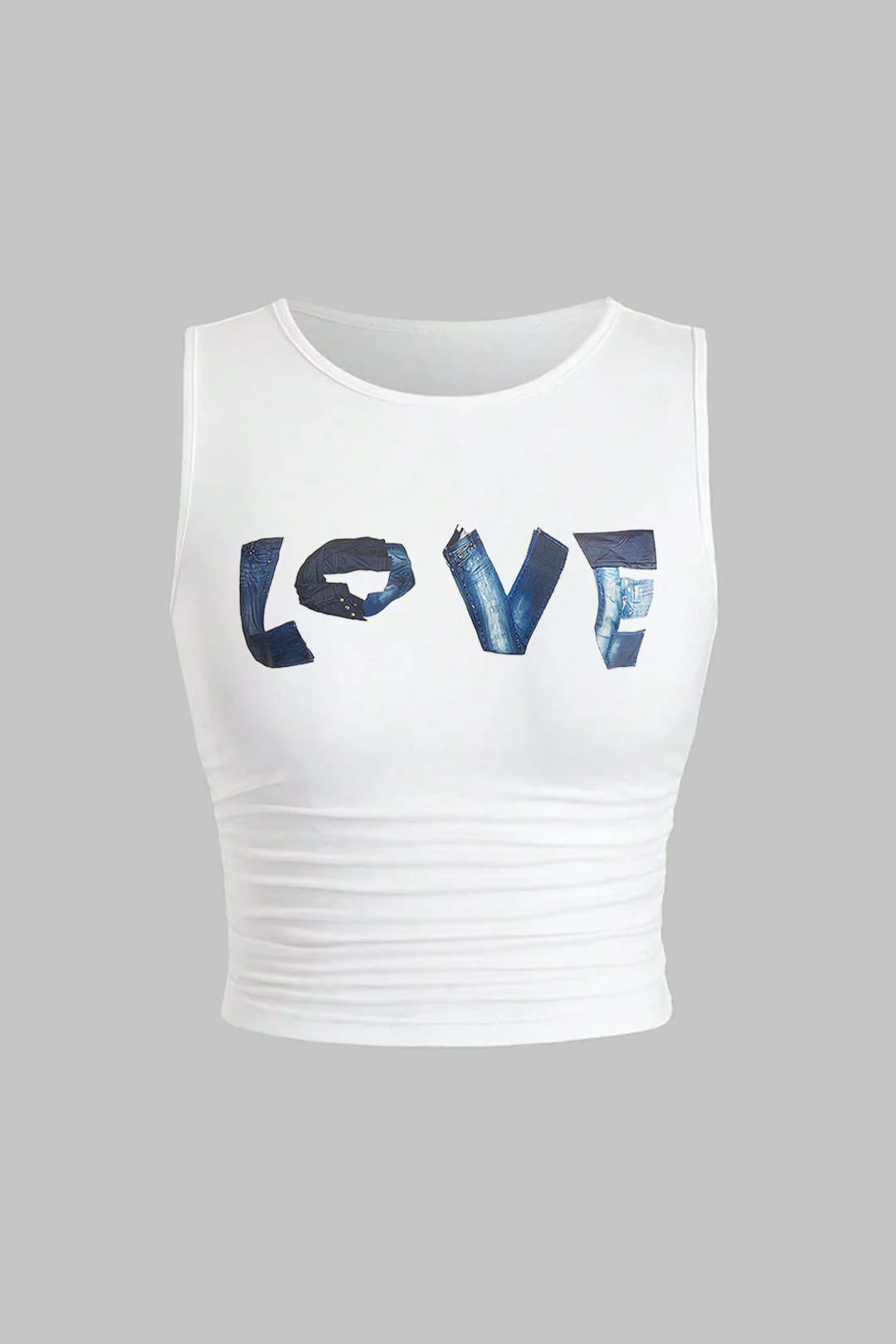 Plus Size Letter Printed Ruched Tank Top