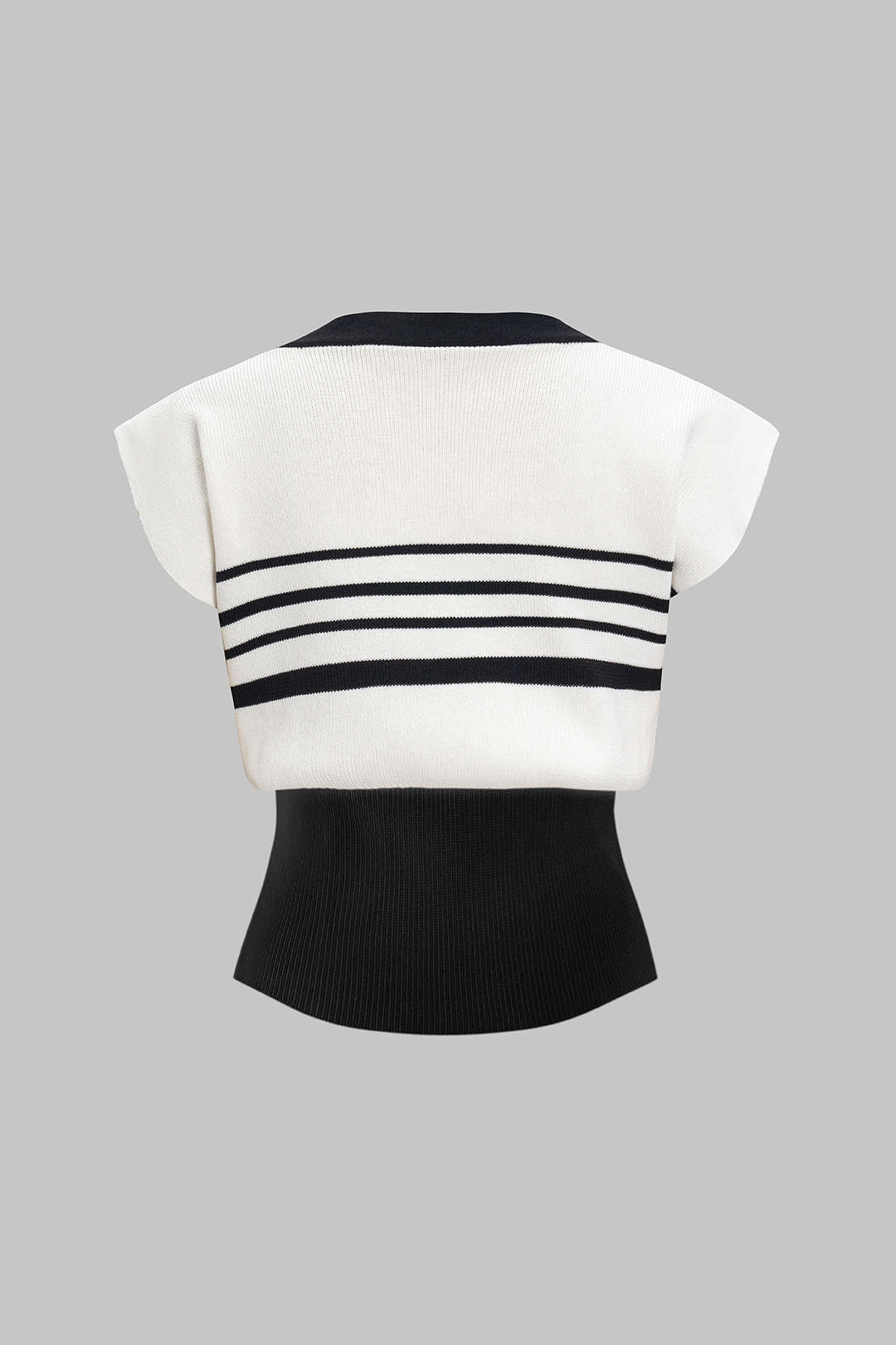 Knit Contrast Metallic Button V-Neck Tank Top